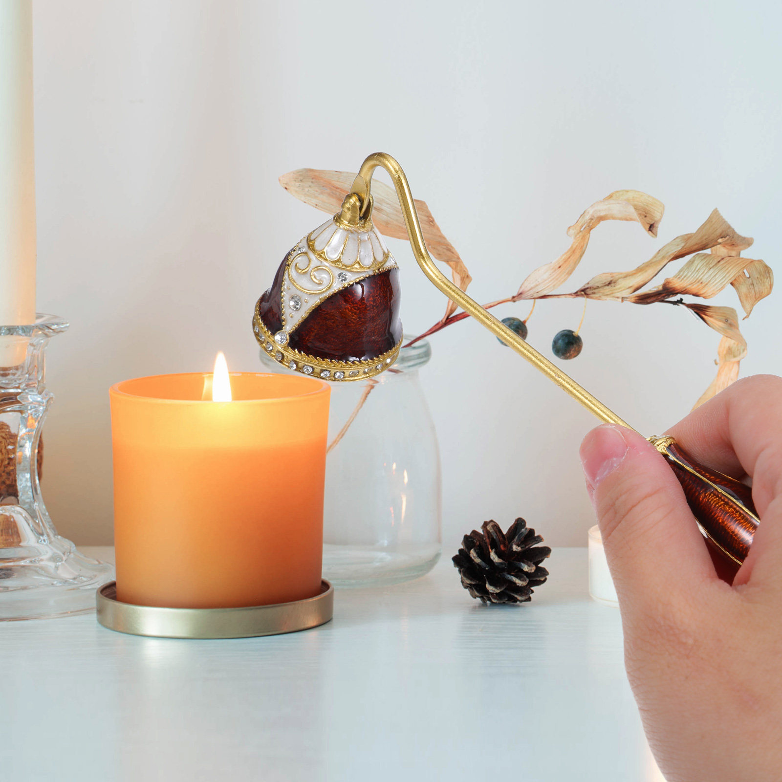 Wick Dipper Tool - Spegnitore per Candele a Foglia Smaltata