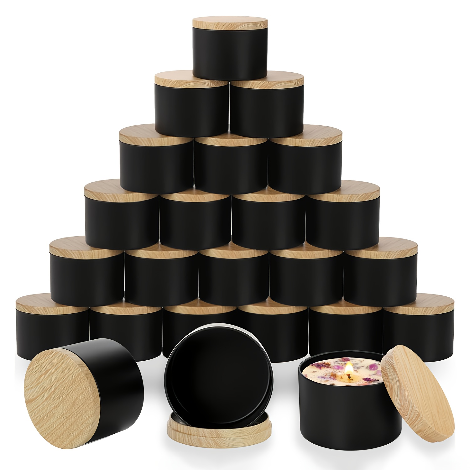Candle Making Supplies Jars - Barattoli neri per candele con coperchi